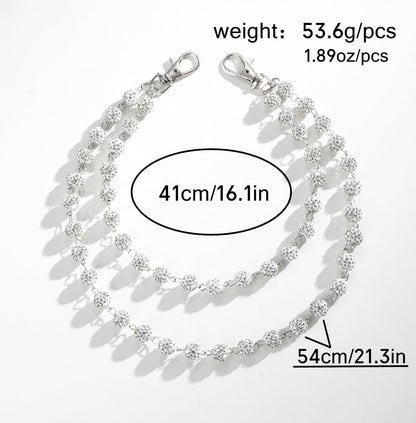 Wallet Chain Layered Pants Chains for Men Women Baseball Punk Jeans Key Chain Exquisite Rhinestone Pocket Chain Gifts for Baseball Players Lovers