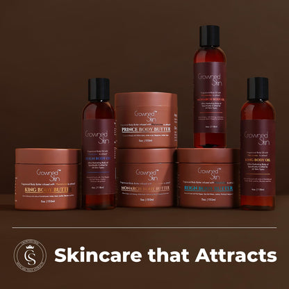 Crowned Skin King Cologned Body Butter | Warm and Sensual Scent | Blended with Sandalwood & Leather | Infused with Organic Shea & Mango Butters | Moisturizing Formula with All-Day Fragrance | 5oz