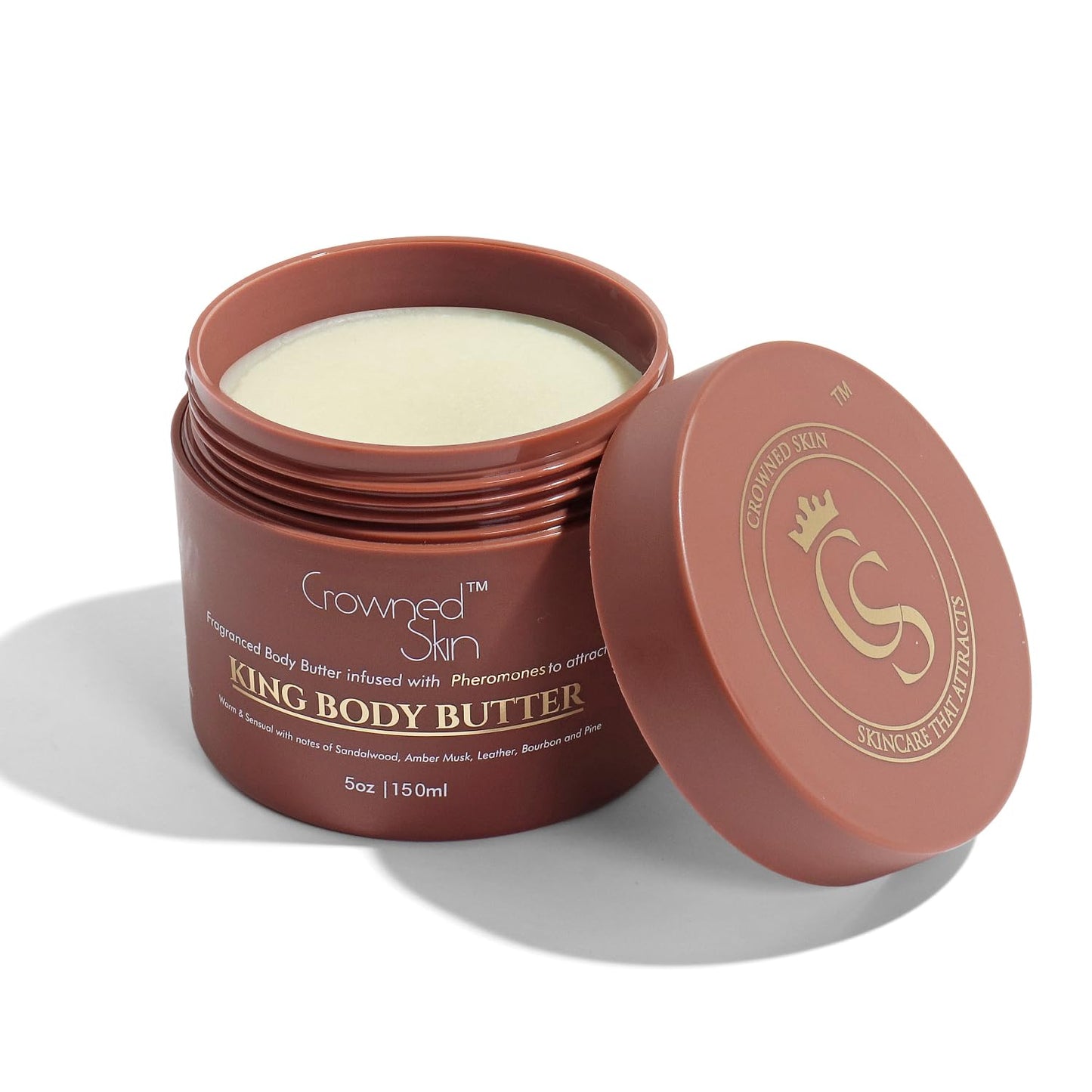Crowned Skin King Cologned Body Butter | Warm and Sensual Scent | Blended with Sandalwood & Leather | Infused with Organic Shea & Mango Butters | Moisturizing Formula with All-Day Fragrance | 5oz