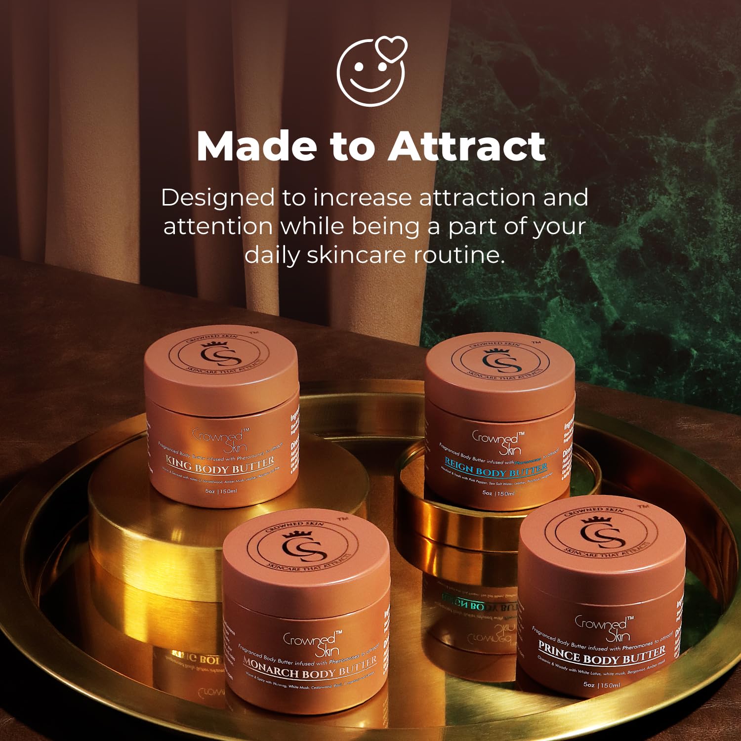 Crowned Skin King Cologned Body Butter | Warm and Sensual Scent | Blended with Sandalwood & Leather | Infused with Organic Shea & Mango Butters | Moisturizing Formula with All-Day Fragrance | 5oz