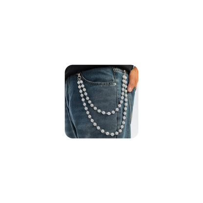 Wallet Chain Layered Pants Chains for Men Women Baseball Punk Jeans Key Chain Exquisite Rhinestone Pocket Chain Gifts for Baseball Players Lovers