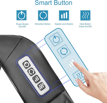 Shiatsu Neck and Back Massager, Electric Shoulder Massager with Heat, Deep Tissue Kneading Massage for Pain Relief, Gifts for Dad Mom Friend Birthday Father's Day(NOT Cordless)