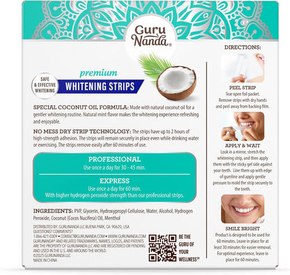 GuruNanda Teeth Whitening Strips - 7-Day Treatment with Non-Slip, Dry Strip Technology - Whitening Designed with Care for a Brighter Smile