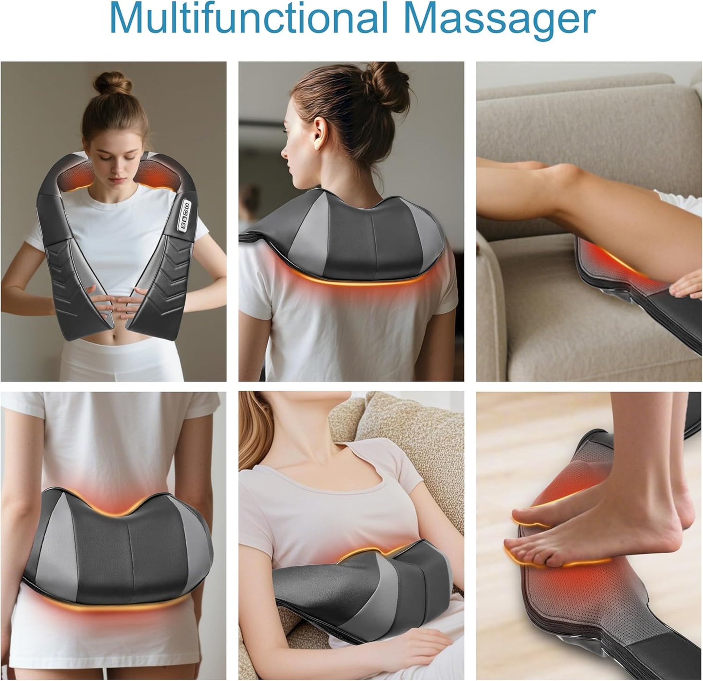 Shiatsu Neck and Back Massager, Electric Shoulder Massager with Heat, Deep Tissue Kneading Massage for Pain Relief, Gifts for Dad Mom Friend Birthday Father's Day(NOT Cordless)