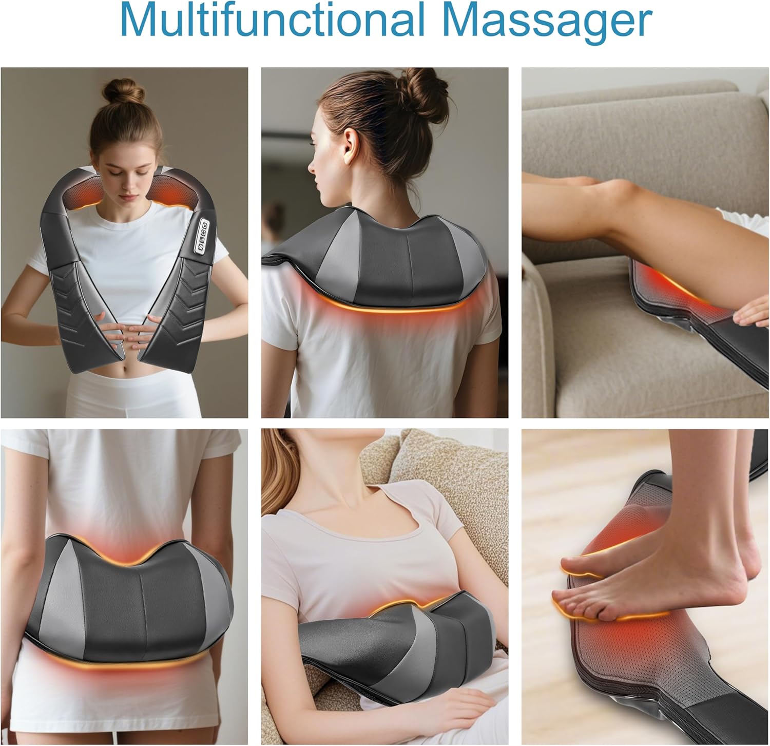 Shiatsu Neck and Back Massager, Electric Shoulder Massager with Heat, Deep Tissue Kneading Massage for Pain Relief, Gifts for Dad Mom Friend Birthday Father's Day(NOT Cordless)