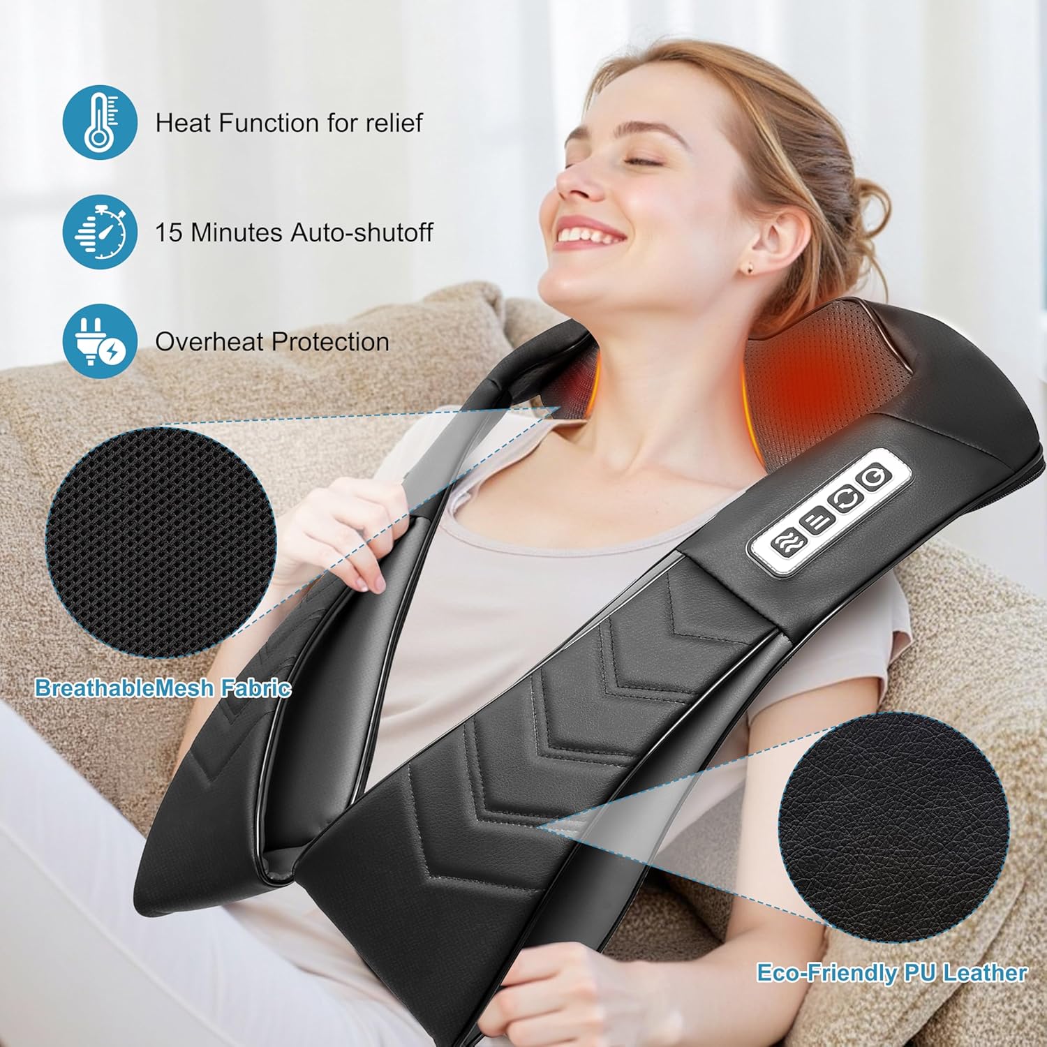 Shiatsu Neck and Back Massager, Electric Shoulder Massager with Heat, Deep Tissue Kneading Massage for Pain Relief, Gifts for Dad Mom Friend Birthday Father's Day(NOT Cordless)